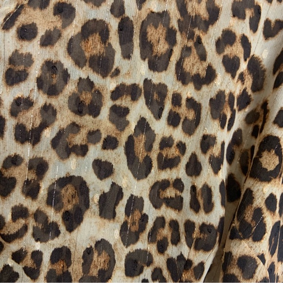 Torrid Leopard Print High Low Shirt Dress Brown Black Tan Gold Shimmer Sheer 2X - Picture 3 of 6